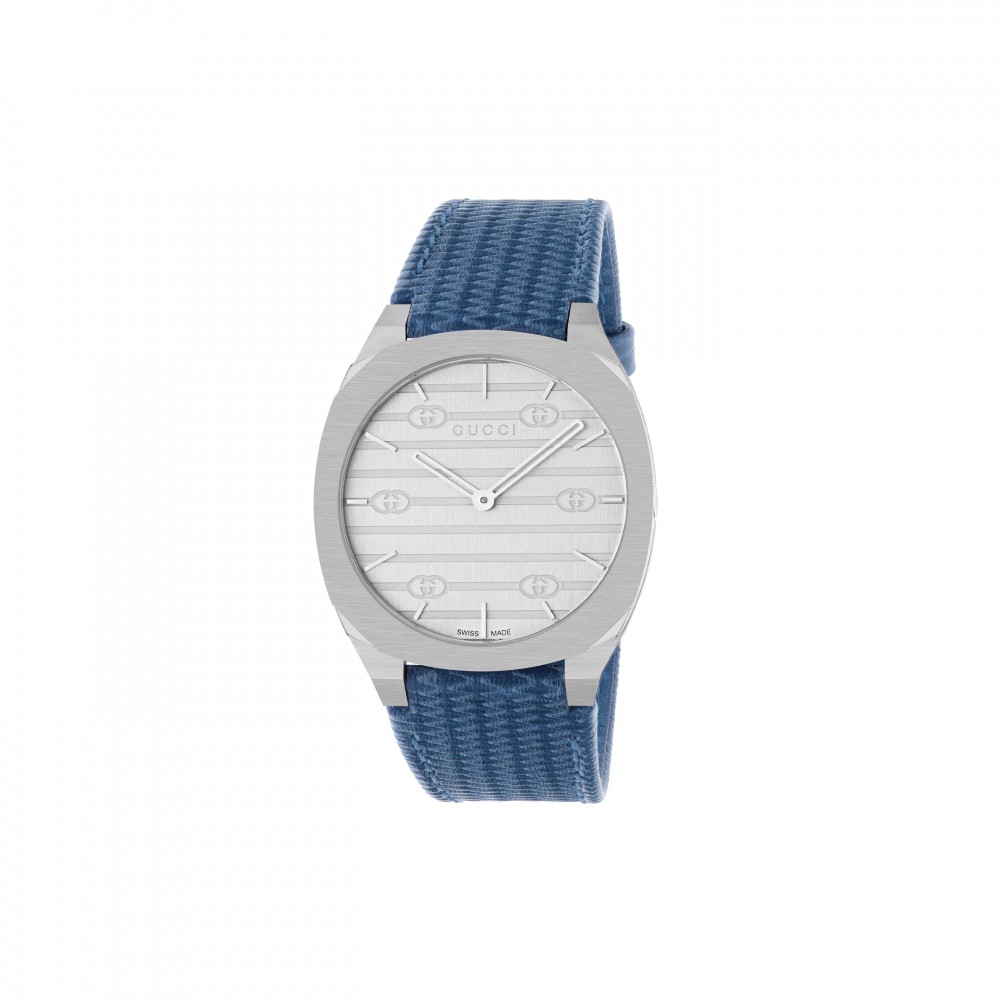 Gucci 25H Watch with Blue Leather Strap