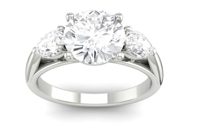 Martin Flyer Three Stone Engagement Ring Pear Sides | Kranich's Inc