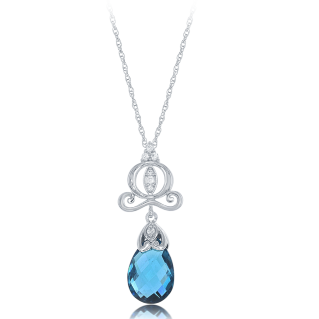 Enchanted Disney Cinderella Key Pendant with Blue Topaz