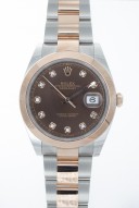 Pre-Owned 41 mm Rolex Steel and Rose Datejust with Chocolate Diamond Dial