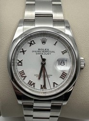 Pre-Owned 36mm Rolex Stainless Datejust with White Roman Numeral Dial