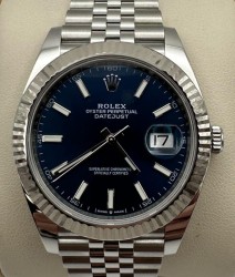 Pre-Owned 41mm Rolex Stainless Datejust with Blue Index Dial