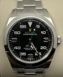 Pre-Owned 40mm Rolex Stainless Air King with Black Arabic Dial