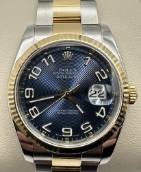 Pre-Owned Rolex 36mm Steel and 18k Yellow Gold Datejust with Blue Concentric Dial