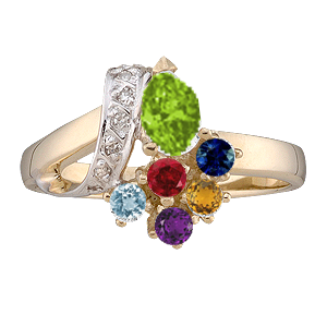 Mothers Ring Style 12 Birthstone Ring with 6 Stones