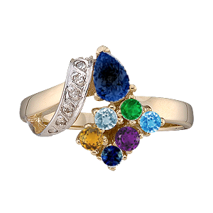 Mothers Ring Style 12 Birthstone Ring with 7 Stones