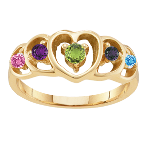 Mothers Ring Style 301 Heart Birthstone Ring with 5 Stones