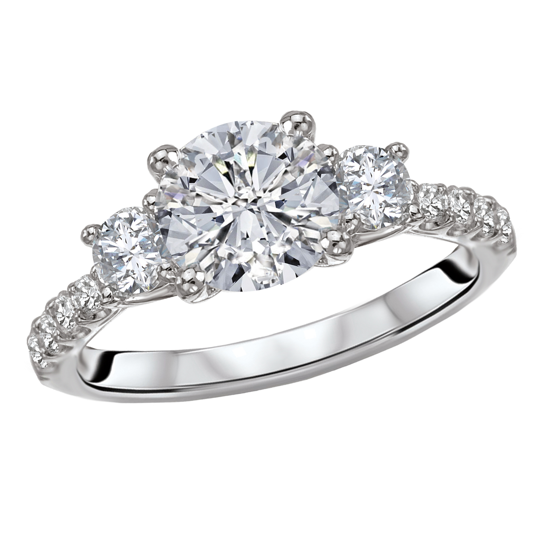 Three Stone Diamond Engagement Ring with Diamond Shank | Kranich's Inc