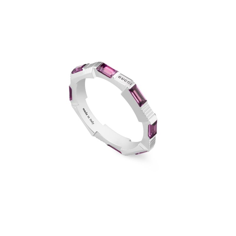 Gucci Link To Love Ring in White Gold and Rubellite