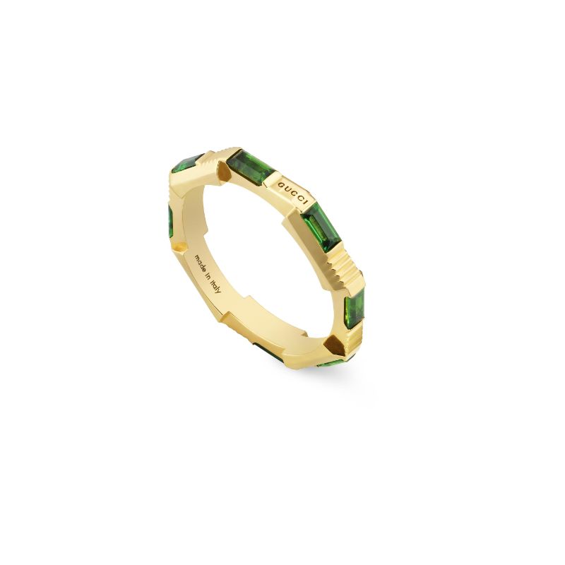 Gucci Link To Love Ring in Yellow Gold and Green Tourmaline