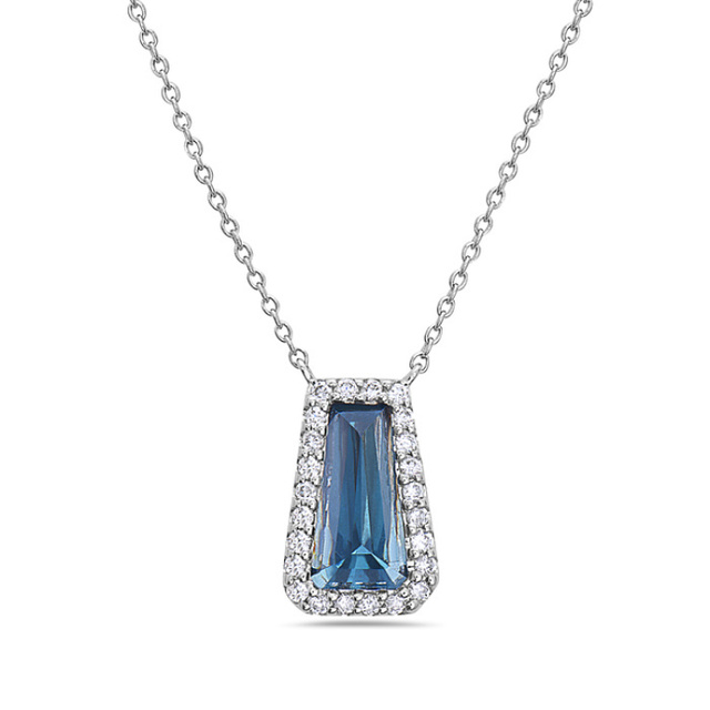 London Blue Topaz and Diamond Trapezoid Pendant | Kranich's Inc