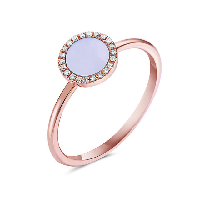 Mother-of-Pearl Diamond Ring in 14k Rose Gold