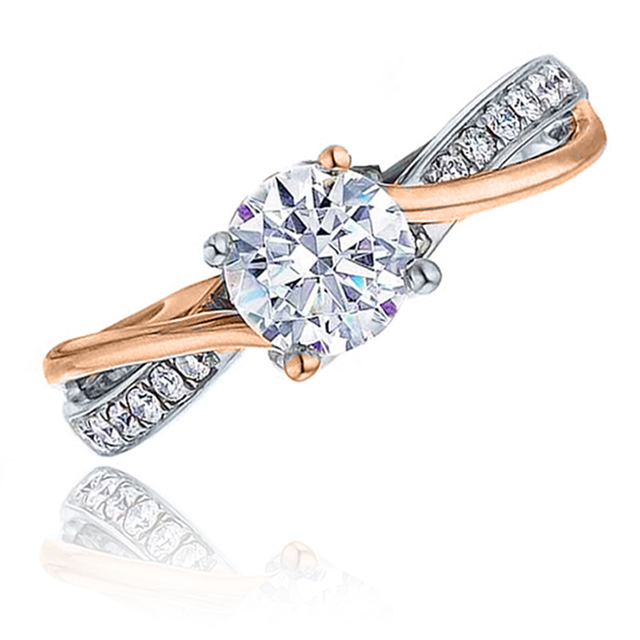 Frederic Sage Two Tone Rose Gold Twisted Engagement Ring