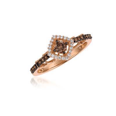 LeVian 14K Strawberry Gold® Ring with Chocolate Diamonds® 1/3 cttw and  Vanilla Diamonds® 1/15 cttw
